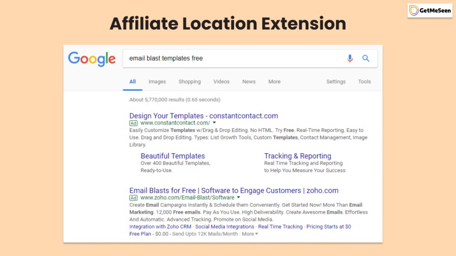 different types of google ads - affiliate location extension
