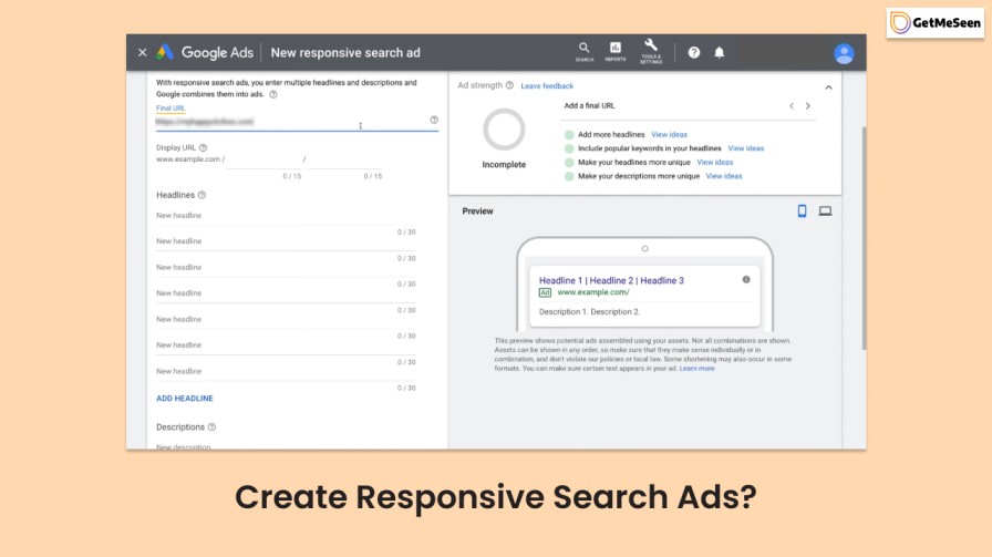 how to create responsive search ads