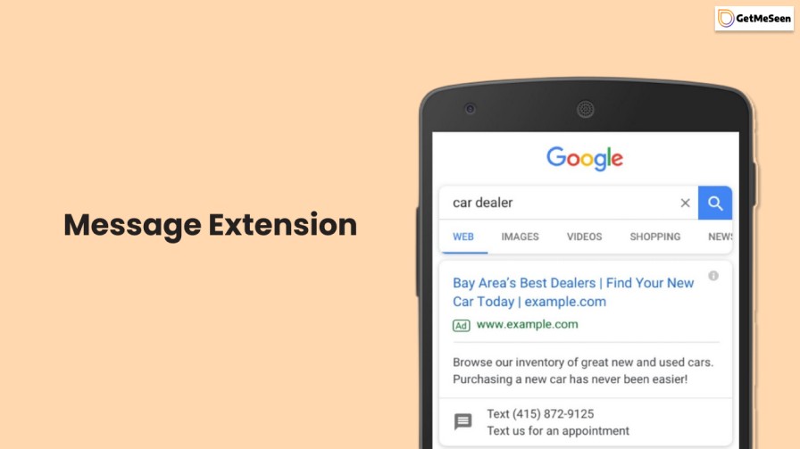 different types of google ads - message extension
